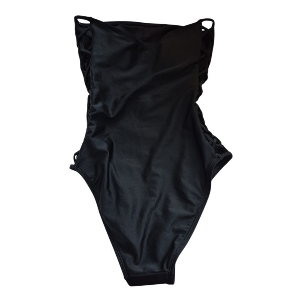 Aero black one piece swimsuit Cutout Criss Cross Sides Detachable Straps  XS